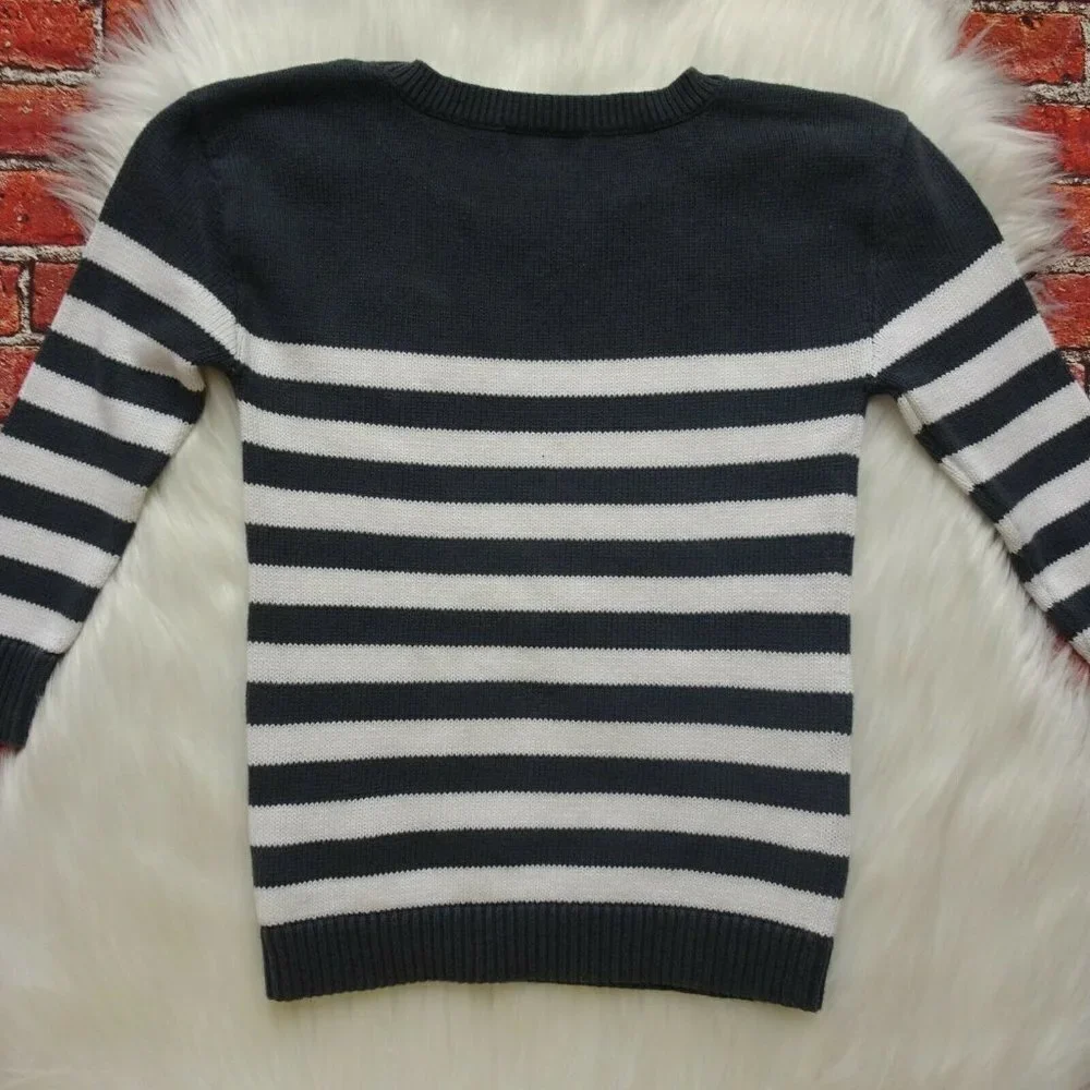 Clearance!💎5/$25 OLD NAVY Girl's Knit Pullover Sweater Heart Stripe Preppy XS